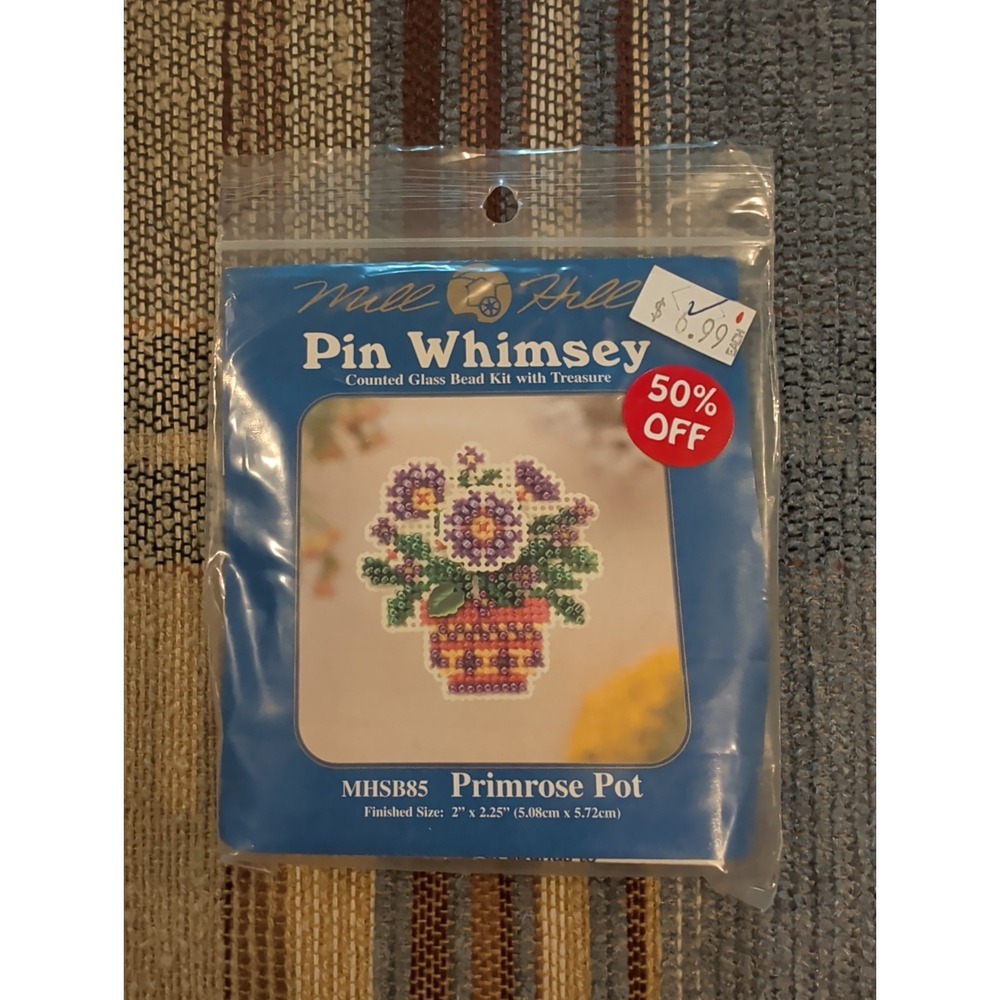 New 2004 Kit Mill Hill Glass Counted Bead MHSB85 Primrose Pot Pen
